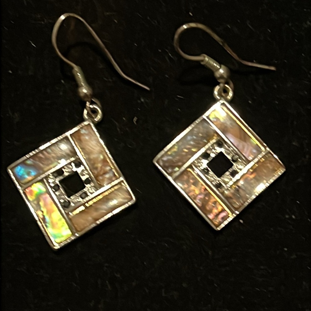 Silver and Gold Square Dangle Earrings